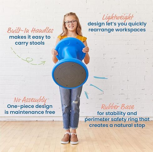 ECR4Kids Twist Wobble Stool، ارتفاع المقعد 18 بوصة، مقاعد نشطة، أسود in Kuwait