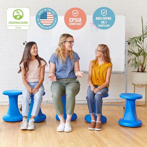 ECR4Kids Twist Wobble Stool، ارتفاع المقعد 18 بوصة، مقاعد نشطة، أسود in Kuwait