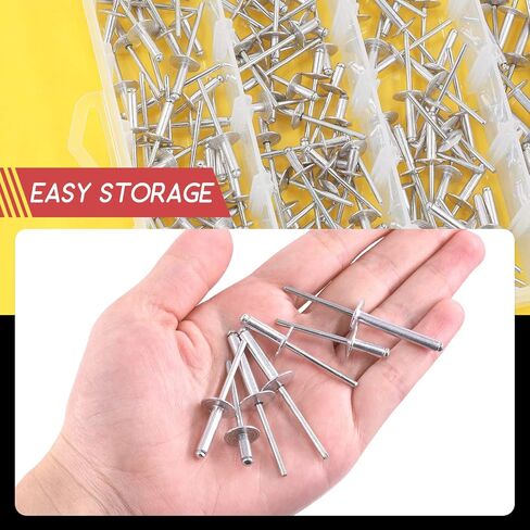 Hilitchi 60Pcs 3/16" x 1/2"- M4.8 x 13 x 16 Aluminum Pop Rivets, Large Flange Aluminum Blind Rivets, Large Head Tri-Fold Exploding Aluminum Mandrel Pop Rivets Tools in Saudi Arabia
