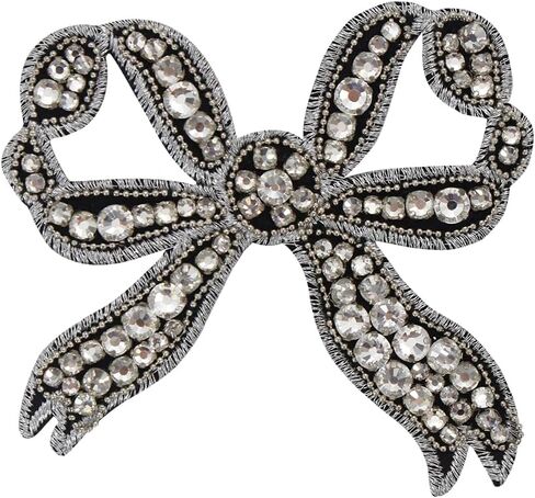 حجر الراين عقدة القوس بقع كريستال زين ربطة القوس فيونكة بقع DIY بها بنفسك الملابس الحرفية ديكور دبابيس 2 قطعة (أبيض) in Kuwait