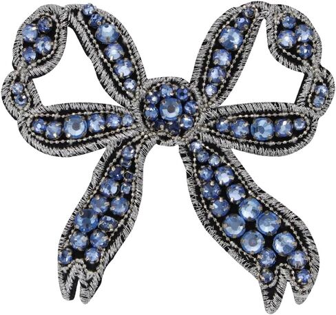 Rhinestone Knot Bow Patches Crystal Applique Bow Tie Patches for DIY Craft Clothes Decor Brooches 2 Pieces (White) in Saudi Arabia