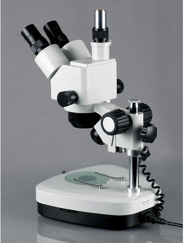 AmScope SH-2T-C2 Professional Trinocular Stereo Zoom Microscope, WF10x Eyepieces, 10X-40X Magnification, 1X-4X Zoom Objective, Upper and Lower Halogen Lighting with Rheostat, 110V-120V in Saudi Arabia