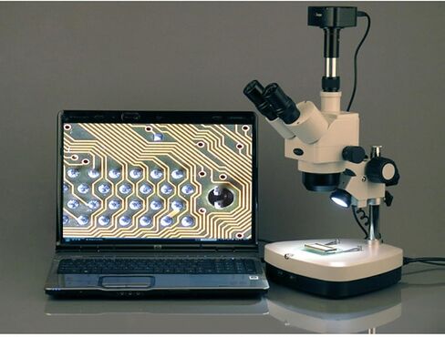 AmScope SH-2T-C2 Professional Trinocular Stereo Zoom Microscope, WF10x Eyepieces, 10X-40X Magnification, 1X-4X Zoom Objective, Upper and Lower Halogen Lighting with Rheostat, 110V-120V in Saudi Arabia