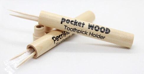Wooden Pocket Travel Toothpick Holder - Bundle Set of 2 Holders with 3 Individually Wrapped Toothpicks in Saudi Arabia