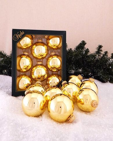 Glass Christmas Tree Ornaments - 67mm / 2.63" [8 Pieces] Designer Balls from Christmas By Krebs Seamless Hanging Holiday Decor (Velvet Ebony Black) in Kuwait