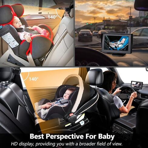 Baby Car Mirror, Baby Car Camera Monitor with 4.3'' HD Night Vision Display and The Car Seat Camera for Baby Rear Facing with Wide Clear View to Easily Observe The Baby's Move While Driving, SAMFIWI in Saudi Arabia