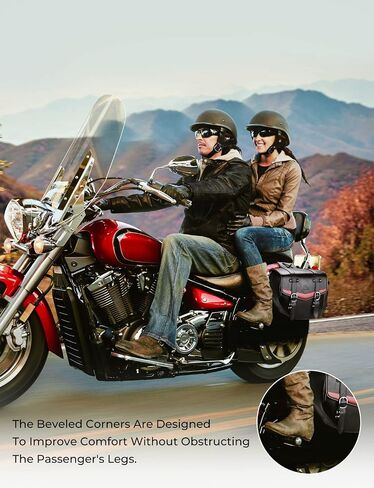 KEMIMOTO Motorcycle Saddle Bags, Leather Motorcycle Saddlebags, Waterproof Saddlebags With Cup Holder, 18L Capacity Powersports Scooter Saddle Bags Compatible with Softail Dyna Road King Universal in Saudi Arabia