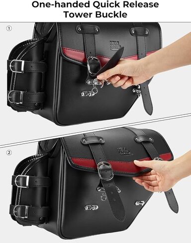 KEMIMOTO Motorcycle Saddle Bags, Leather Motorcycle Saddlebags, Waterproof Saddlebags With Cup Holder, 18L Capacity Powersports Scooter Saddle Bags Compatible with Softail Dyna Road King Universal in Saudi Arabia