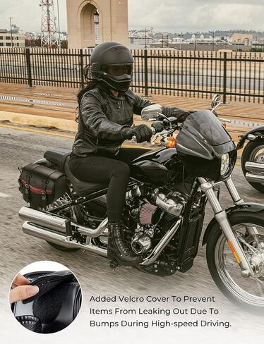 KEMIMOTO Motorcycle Saddle Bags, Leather Motorcycle Saddlebags, Waterproof Saddlebags With Cup Holder, 18L Capacity Powersports Scooter Saddle Bags Compatible with Softail Dyna Road King Universal in Saudi Arabia