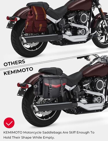 KEMIMOTO Motorcycle Saddle Bags, Leather Motorcycle Saddlebags, Waterproof Saddlebags With Cup Holder, 18L Capacity Powersports Scooter Saddle Bags Compatible with Softail Dyna Road King Universal in Saudi Arabia