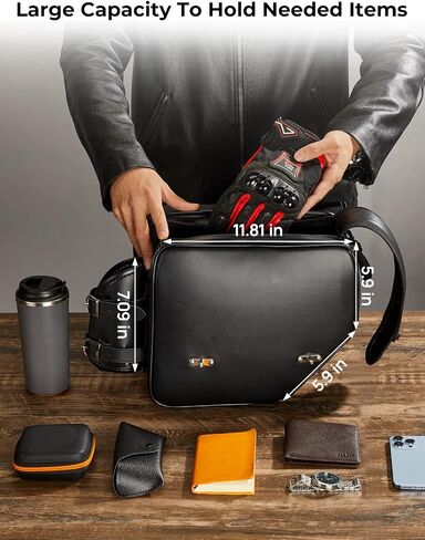 KEMIMOTO Motorcycle Saddle Bags, Leather Motorcycle Saddlebags, Waterproof Saddlebags With Cup Holder, 18L Capacity Powersports Scooter Saddle Bags Compatible with Softail Dyna Road King Universal in Saudi Arabia