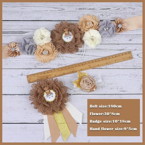 تيدي بير الأمومة وشاح حزام الصدار دبوس مجموعة الأم لتكون وشاح استحمام الطفل وشاح حزام البطن الأب ليكون الصدار البني تيدي تذكار الحمل صور الدعائم الجنس تكشف الدب الطفل دش الزينة in Kuwait