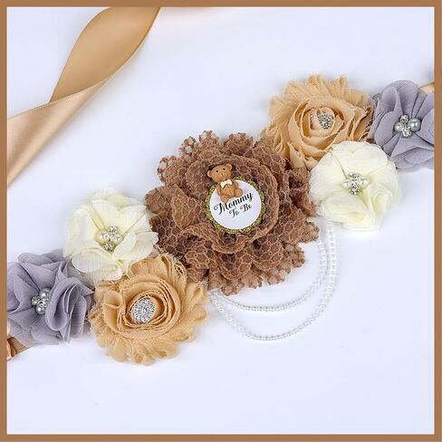 تيدي بير الأمومة وشاح حزام الصدار دبوس مجموعة الأم لتكون وشاح استحمام الطفل وشاح حزام البطن الأب ليكون الصدار البني تيدي تذكار الحمل صور الدعائم الجنس تكشف الدب الطفل دش الزينة in Kuwait