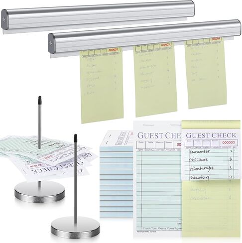 Qilery 54 Pieces Waitress Accessories Set Includes 50 Server Note Pads with Carbon Copy 2 Aluminum Restaurant Ticket Holder and 2 Receipt Holder Bill Fork for Restaurant Kitchen Waiter Waitress in Saudi Arabia