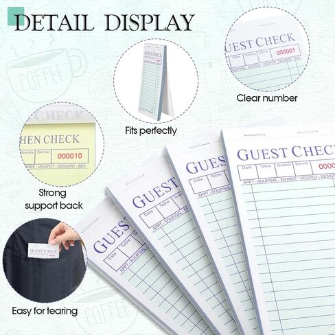 Qilery 54 Pieces Waitress Accessories Set Includes 50 Server Note Pads with Carbon Copy 2 Aluminum Restaurant Ticket Holder and 2 Receipt Holder Bill Fork for Restaurant Kitchen Waiter Waitress in Saudi Arabia