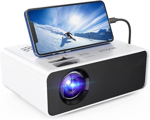 جهاز عرض صغير، جهاز عرض أفلام SMONET 1080P 4K 7500L جهاز عرض تلفزيوني منزلي جهاز عرض تلفزيوني صغير محمول في الهواء الطلق جدار داخلي متوافق مع أجهزة الكمبيوتر المحمولة TV Stick PC PS5 HDMI USB in Kuwait