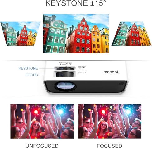 جهاز عرض صغير، جهاز عرض أفلام SMONET 1080P 4K 7500L جهاز عرض تلفزيوني منزلي جهاز عرض تلفزيوني صغير محمول في الهواء الطلق جدار داخلي متوافق مع أجهزة الكمبيوتر المحمولة TV Stick PC PS5 HDMI USB in Kuwait