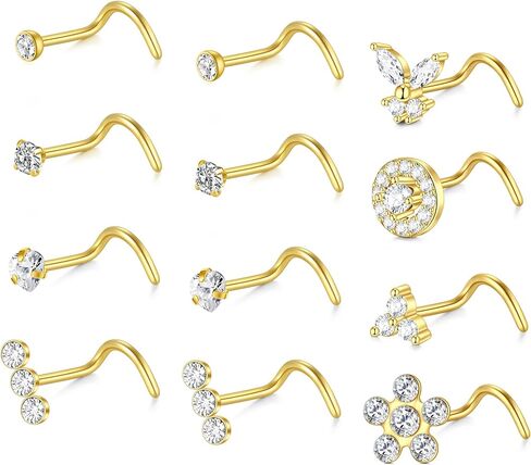Briana Williams Nose Studs Nose Rings for Women 18G 20G Corkscrew Nose Ring Stainless Steel Nose Screw Studs Nose Rings Studs Surgical Steel Nostril Nose Piercing Jewelry in Saudi Arabia