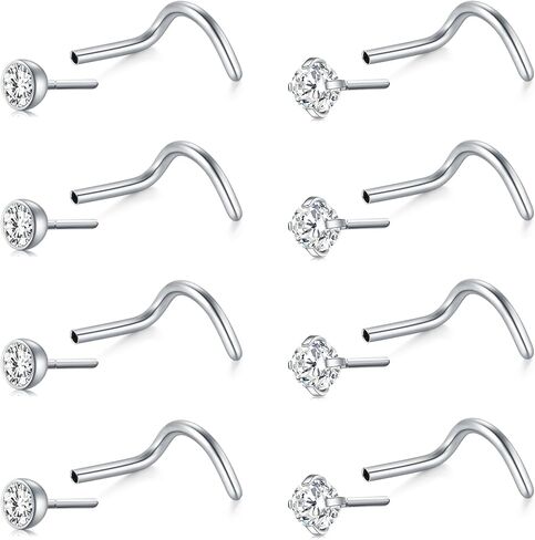 Briana Williams Nose Studs Nose Rings for Women 18G 20G Corkscrew Nose Ring Stainless Steel Nose Screw Studs Nose Rings Studs Surgical Steel Nostril Nose Piercing Jewelry in Saudi Arabia