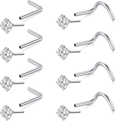Briana Williams Nose Studs Nose Rings for Women 18G 20G Corkscrew Nose Ring Stainless Steel Nose Screw Studs Nose Rings Studs Surgical Steel Nostril Nose Piercing Jewelry in Saudi Arabia