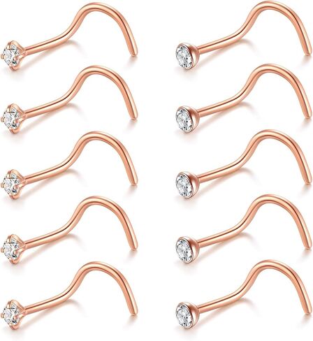 Briana Williams Nose Studs Nose Rings for Women 18G 20G Corkscrew Nose Ring Stainless Steel Nose Screw Studs Nose Rings Studs Surgical Steel Nostril Nose Piercing Jewelry in Saudi Arabia