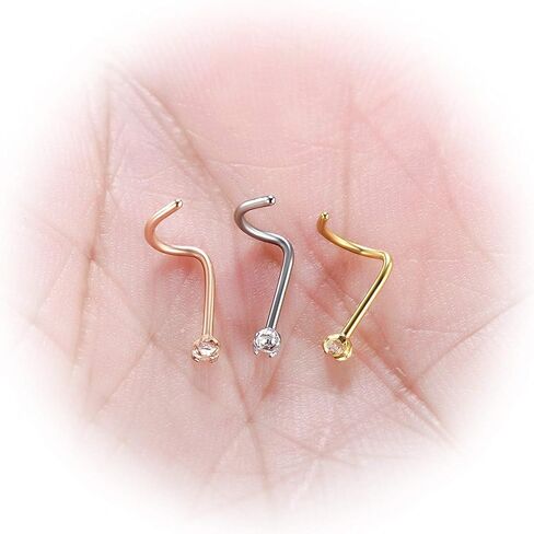 Briana Williams Nose Studs Nose Rings for Women 18G 20G Corkscrew Nose Ring Stainless Steel Nose Screw Studs Nose Rings Studs Surgical Steel Nostril Nose Piercing Jewelry in Saudi Arabia