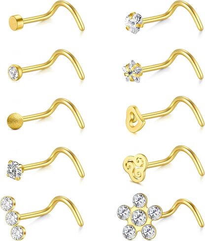 Briana Williams Nose Studs Nose Rings for Women 18G 20G Corkscrew Nose Ring Stainless Steel Nose Screw Studs Nose Rings Studs Surgical Steel Nostril Nose Piercing Jewelry in Saudi Arabia