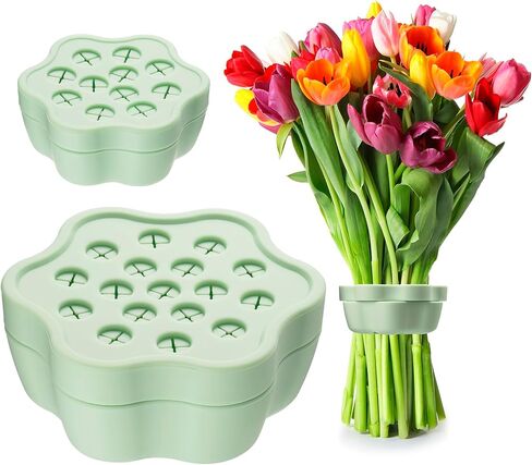 Spiral Ikebana Stem Holder for Flowers - 2 Pack Flower Arranger Twist, DIY Bouquet Twister Floral grid for Vase, Silicone Flower Arrangement Holder with Twist Ring, Flower Frog Stem Holders (Blue) in Saudi Arabia