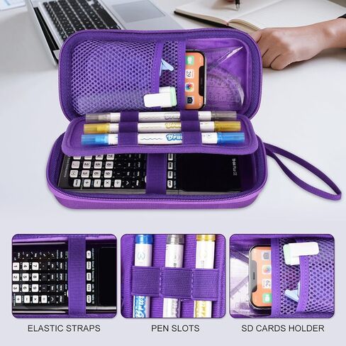 ZUJFPL EVA Hard Case Compatible with Texas Instruments TI-Nspire CX II/TI-NSPIRE CX-II CAS,Portable Case for TI-84 Plus/TI-84 Plus CE/TI-83 Plus/TI-85/TI-89 Color Graphing Calculator. (Black) in Saudi Arabia