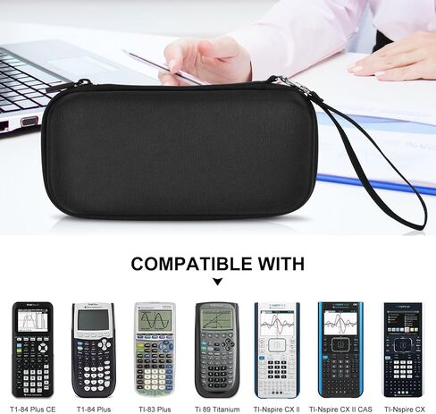 ZUJFPL EVA Hard Case Compatible with Texas Instruments TI-Nspire CX II/TI-NSPIRE CX-II CAS,Portable Case for TI-84 Plus/TI-84 Plus CE/TI-83 Plus/TI-85/TI-89 Color Graphing Calculator. (Black) in Saudi Arabia