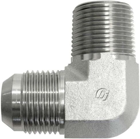 Brennan Industries 2501-12-08-FG Forged Steel 90 Degree Elbow Adapter, 1-1/16"-12 SAE x 1/2"-14 NPTF Thread, 3/4" Male JIC x 3/4" Male NPTF, 1.062" Flats in Saudi Arabia