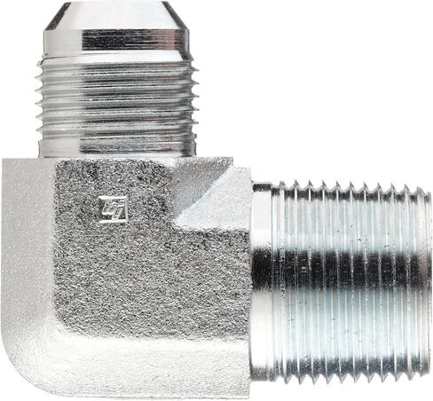 Brennan Industries 2501-12-08-FG Forged Steel 90 Degree Elbow Adapter, 1-1/16"-12 SAE x 1/2"-14 NPTF Thread, 3/4" Male JIC x 3/4" Male NPTF, 1.062" Flats in Saudi Arabia