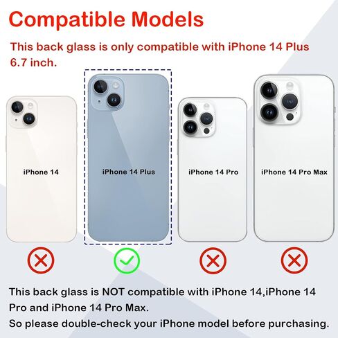 قطعة بديلة للزجاج الخلفي الخلفي من Phoupair OEM لهاتف iPhone 14 Plus 6.7 بوصة مع مجموعة أدوات إصلاح احترافية (أرجواني) in Saudi Arabia