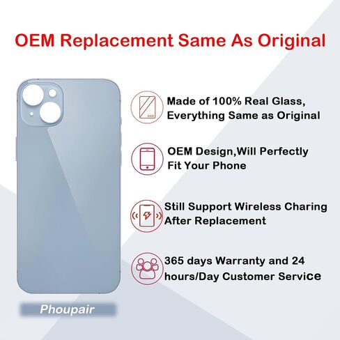 قطعة بديلة للزجاج الخلفي الخلفي من Phoupair OEM لهاتف iPhone 14 Plus 6.7 بوصة مع مجموعة أدوات إصلاح احترافية (أرجواني) in Saudi Arabia
