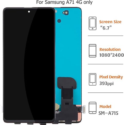 A-Mind لهاتف Samsung Galaxy A71 4G SM-A715 (OLED، حجم كبير) استبدال الشاشة A715F، A715F/DS، A715F/DSN/A715W/A715X شاشة LCD تعمل باللمس، مجموعة كاملة من أدوات إصلاح التجميع، مع أدوات in Saudi Arabia