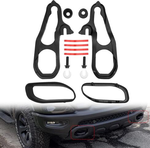 خطافات سحب متينة أمامية للسيارة من AUTOBABA متوافقة مع 2019 2020 2021 2022 دودج رام 1500 DT استبدال # 82215268AB (أحمر) in Saudi Arabia