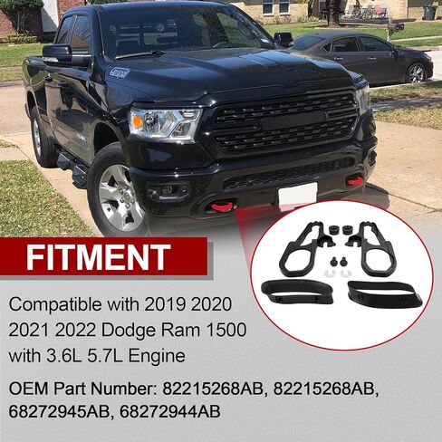 خطافات سحب متينة أمامية للسيارة من AUTOBABA متوافقة مع 2019 2020 2021 2022 دودج رام 1500 DT استبدال # 82215268AB (أحمر) in Saudi Arabia