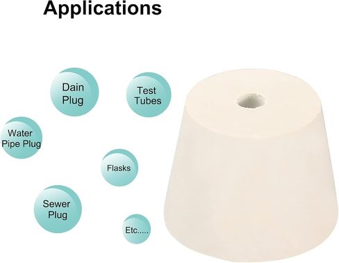 MECCANIXITY Rubber Tapered Plug 15mm to 20mm with 8mm Hole Test Tubes Bungs Stopper White for Lab Home 5 Pieces in Saudi Arabia