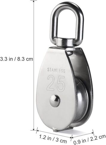 Davias 2Pcs 25MM Single Pulley Block in 304 Stainless Steel M25 Pulley Roller Loading 400kg - Silver in Saudi Arabia