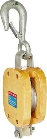 Indusco C0616900086 6" Single Wood Manila Rope Block with Hook, 1800 lbs Load Capacity, 3/4" Rope, 3-1/2" Sheave in Saudi Arabia