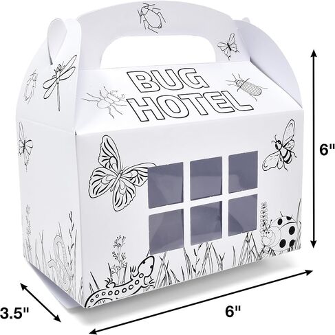 Gift Boutique 24 Pack Bug Hotel Color Your Own Cardboard Box for Bugs Catchers Critters Collection & Insect Research Gable Box Container with Window for Kid School Garden Crafts Supplies Party Favor in Saudi Arabia