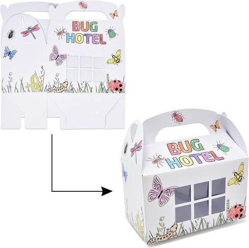 Gift Boutique 24 Pack Bug Hotel Color Your Own Cardboard Box for Bugs Catchers Critters Collection & Insect Research Gable Box Container with Window for Kid School Garden Crafts Supplies Party Favor in Saudi Arabia