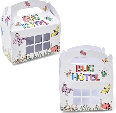 Gift Boutique 24 Pack Bug Hotel Color Your Own Cardboard Box for Bugs Catchers Critters Collection & Insect Research Gable Box Container with Window for Kid School Garden Crafts Supplies Party Favor in Saudi Arabia