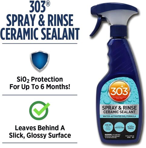 303 Spray & Rinse Ceramic Sealant – Quick Ceramic Coating – Water-Activated SiO2 Formula – 6 Months of Protection – Water Repellent Ceramic Spray – Easy to Use – 16 Oz (Pack of 1) (30262) in Saudi Arabia