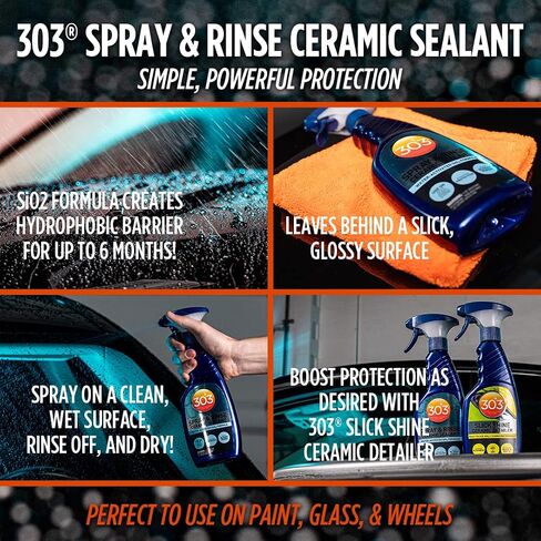 303 Spray & Rinse Ceramic Sealant – Quick Ceramic Coating – Water-Activated SiO2 Formula – 6 Months of Protection – Water Repellent Ceramic Spray – Easy to Use – 16 Oz (Pack of 1) (30262) in Saudi Arabia