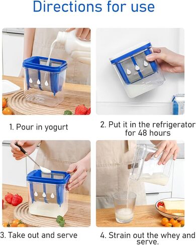 Greek Yogurt Maker, Greek Yogurt Maker Food Strainer with Extra Fine Mesh Stainless Steel Strainer, Reusable Whey Separator Yogurt Milk Filter Kitchen Tools for Home in Kuwait