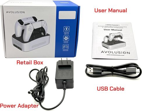 محرك الأقراص الصلبة الخارجي للألعاب Avolusion D200 سعة 3 تيرابايت USB 3.0 مع محطة شحن وحدة التحكم لوحدة تحكم ألعاب PS5 - ضمان لمدة عامين in Saudi Arabia