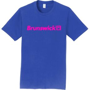Logo Infusion Blue T-Shirt 100% Cotton - Brunswick Bowling - Pink Logo - Design 000P in Saudi Arabia