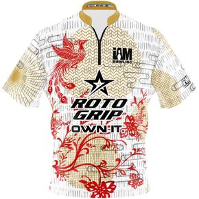 Logo Infusion I AM Bowling Jersey Short Sleeve Sash Collar 2087-RG Made in USA ROTO Grip in Saudi Arabia
