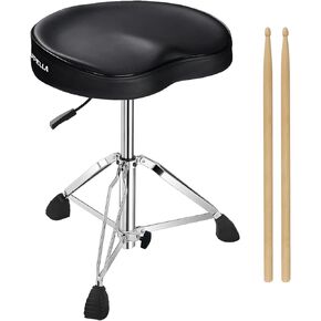 Pro Drum Stool with Backrest, Heavy Duty Hydraulic Drum Throne, Ergonomic Memory Foam Drum Seat, Adjustable Drum Chair Anti-Slip Base, Drum Saddle Bench for Drummers Musicians(Brown) in Kuwait